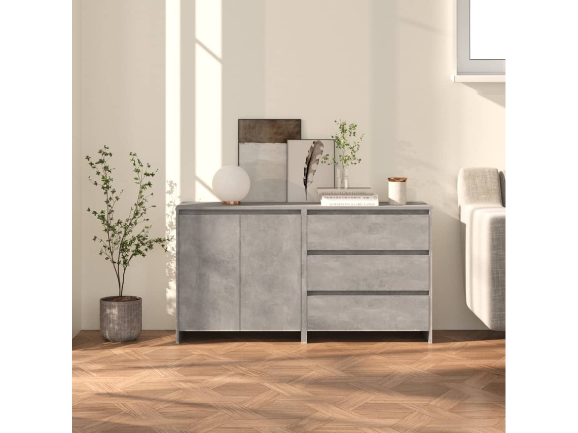 Aparador De 2 Piezas Madera Manufacturada Gris Hormigón
