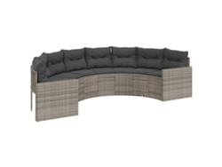 Maison Exclusive - Sofá semicircular de mimbre para jardín con cojines y patas grises