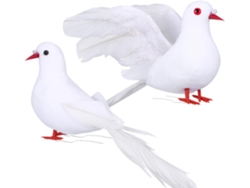 Juego 2 Palomas Blancas Artificiales Espuma Alambre Plástico Decoración Bodas Ceremonias Graduación
