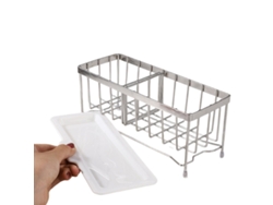Soporte para esponja de fregadero de cocina, organizador de jabonera de acero inoxidable con bandeja de drenaje extraíble