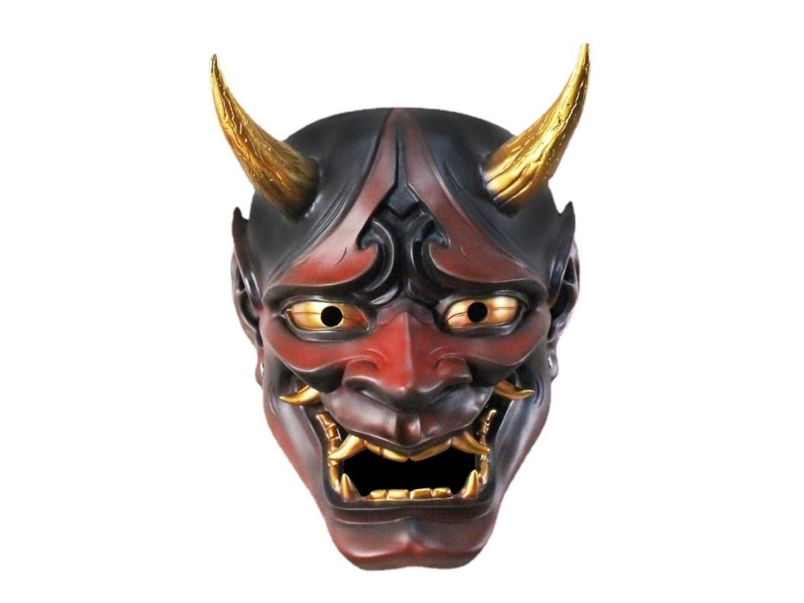 Máscara de Demônio Prajna para Cosplay, Halloween, Decoração Japonesa em Resina, Adereços de Carnaval