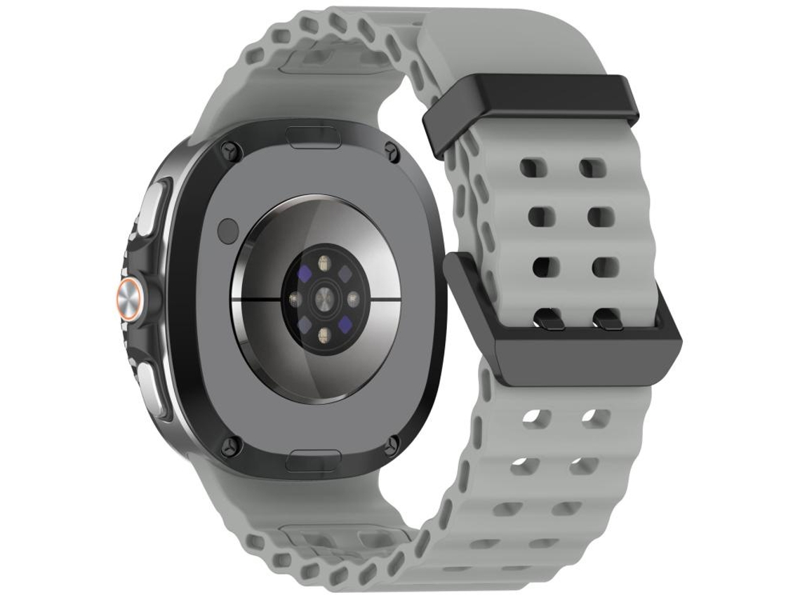 Bracelete Para Samsung Galaxy Watch 8/8 Classic - Silicone Com Furos Duplos E Fivela Preta | Cor Sólida - Cinza