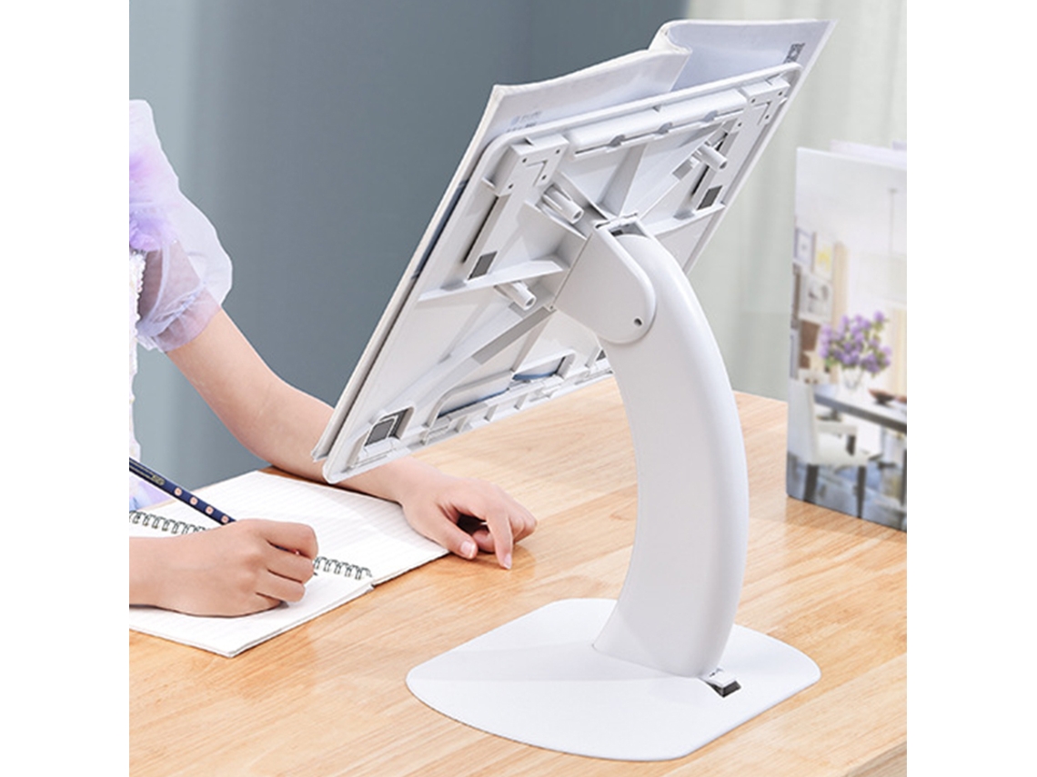 Soporte De Escritorio Multifuncional Plegable Y Ergonómico Ajustable Para Libros De Lectura - Blanco