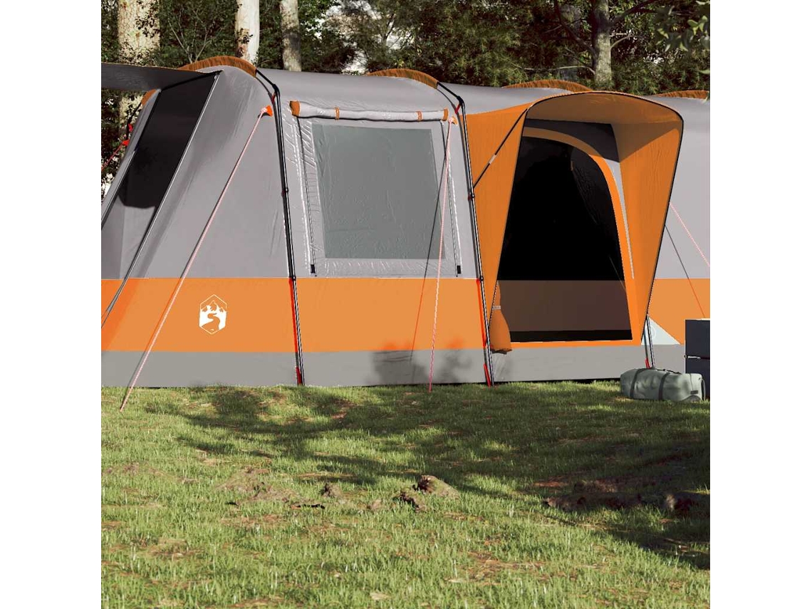 Tienda de campaña tipo túnel impermeable para 4 personas, gris/naranja.