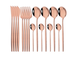 (rosa) Juego De Cubiertos De 16 Piezas, Cubiertos De Acero Inoxidable Con Acabado Espejo, Tenedor, Cuchara Y Cuchillo.