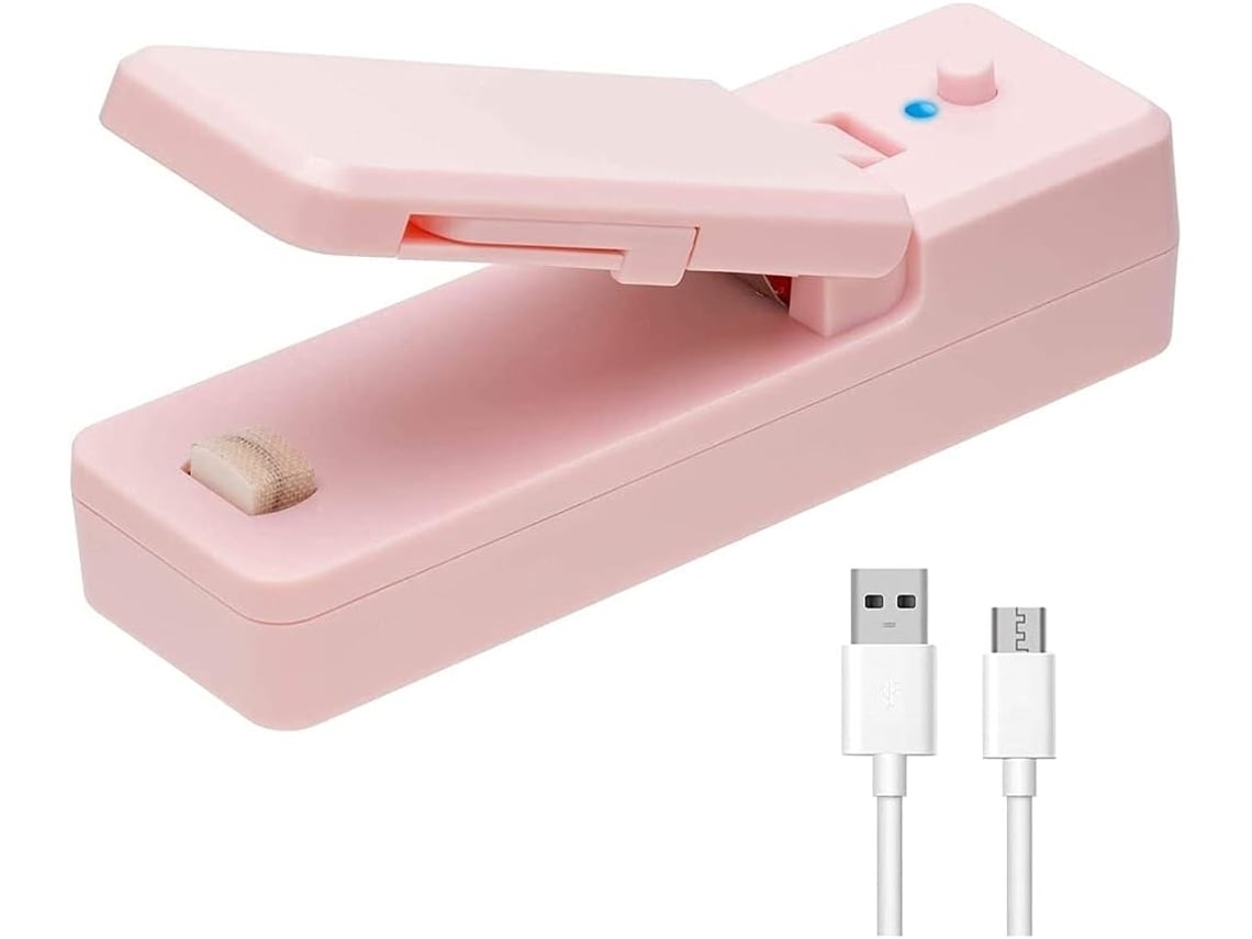 Sellador Al Vacío 2 En 1 Usb Recargable Sellador Al Vacío Térmico Mini Sellador De Alimentos Portátil Y Cortador Rosa Gusshious
