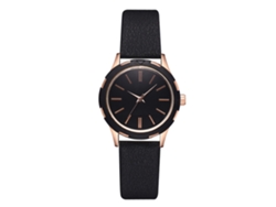Reloj De Pulsera Casual Para Mujer Con Correa De Piel Sintética Y Esfera Redonda, Cuarzo Negro.