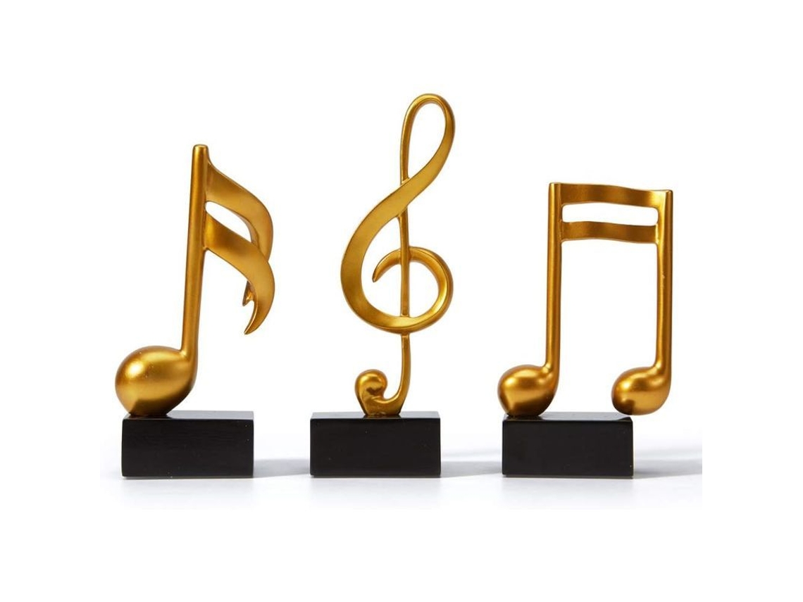 3 Adornos De Notas Musicales, Estatua Decorativa De Piano Dorado Para Regalo