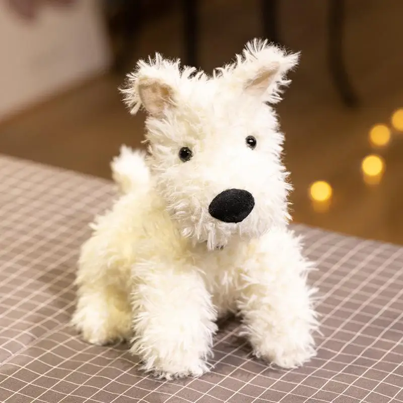 (blanco, 24 Cm) Lindo Peluche De West Highland White Terrier, Muñeco De Perro Con Bufanda Kawaii