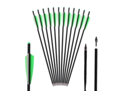 Flechas de carbono, Spine 500, ID 62 mm, 12 piezas, verde OEM