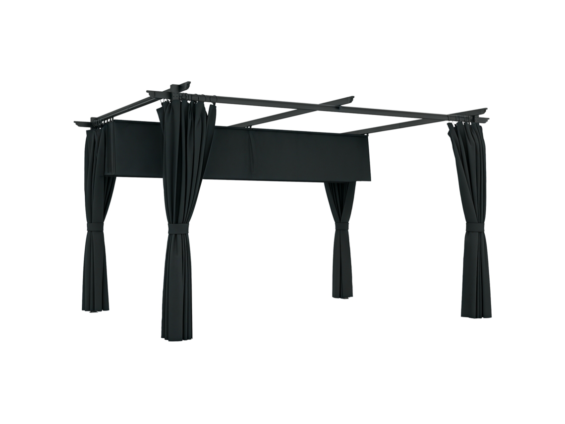 Pérgola Retráctil De 4x3 M Con Laterales De Color Gris Oscuro Resistentes A Los Rayos Uv.