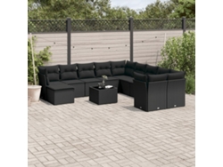 Conjunto de sofá de jardín de 12 piezas con cojines de mimbre negros DKD Home Decor