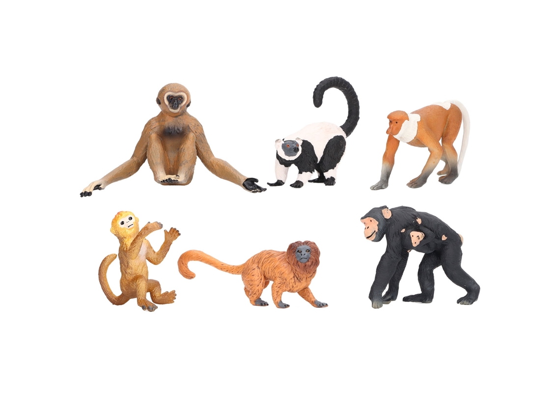 Juego de 6 modelos de monos simulados educativos, juguete de plástico seguro para niños (2026).
