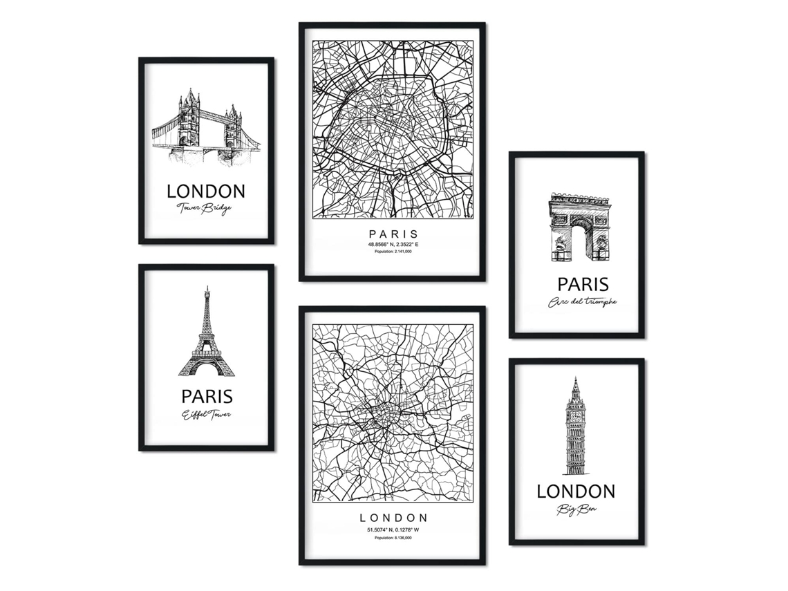 Set de 6 Pósters NACNIC París y Londres (A3, A4)