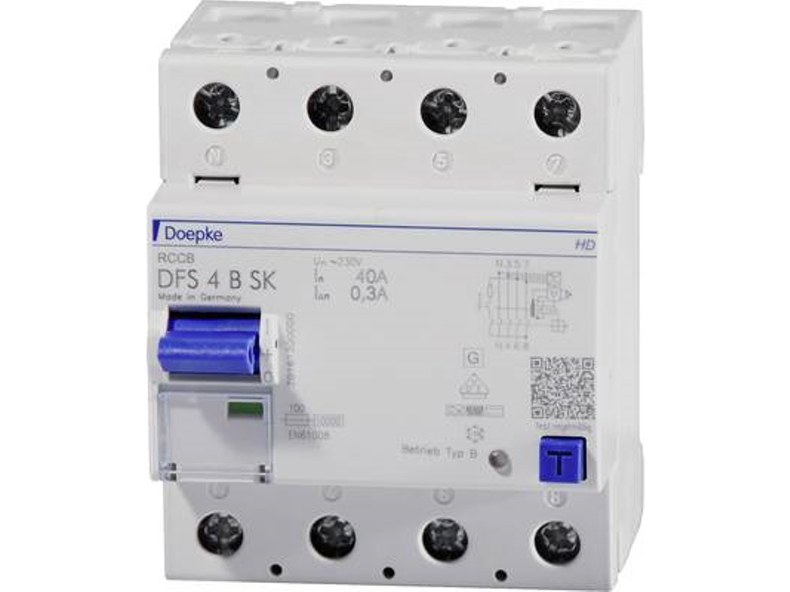 09136998hd Interruptor diferencial de 4 polos 40 A 0,3 A 230 V, 400 V Doepke (09136998hd)