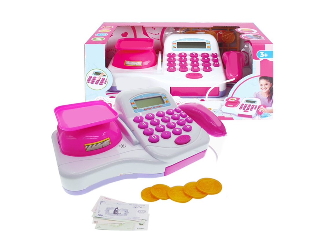 Ats-juguete Caja Registradora Simulada Educatsiva Con Calculadora Para Niños Niñas De Jugar Y Contar