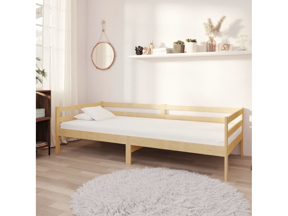 Sofá cama con colchón madera de pino maciza 90x200 cm