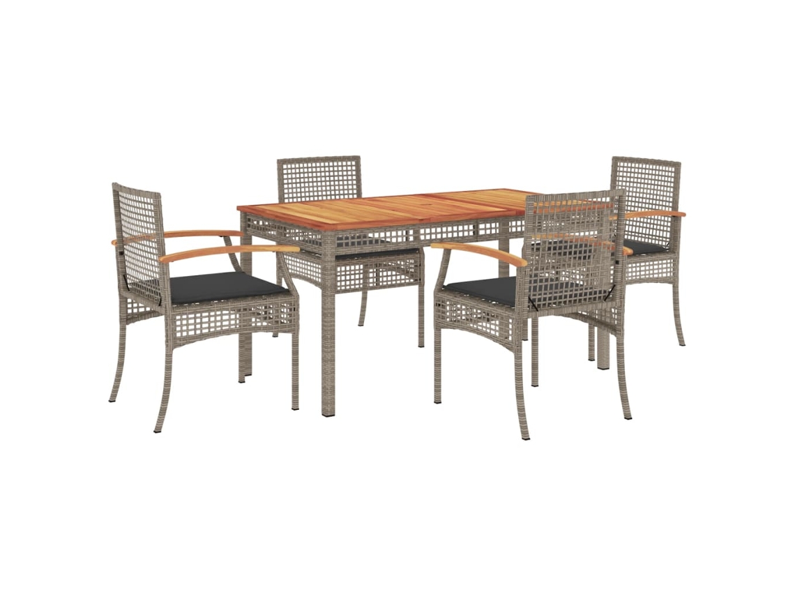 Maison Exclusive - Set Comedor De Jardín 5 Piezas Con Cojines Ratán Sintético Gris