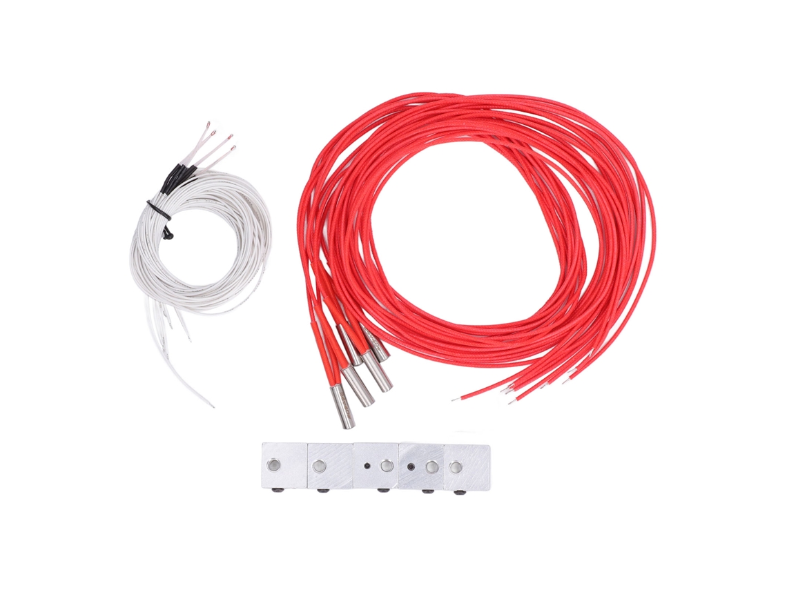 Juego de 5 hotends para impresora 3D MK7/Mk8, bloque calefactor de aluminio, termistor de 100 k, 24 V, 40 W