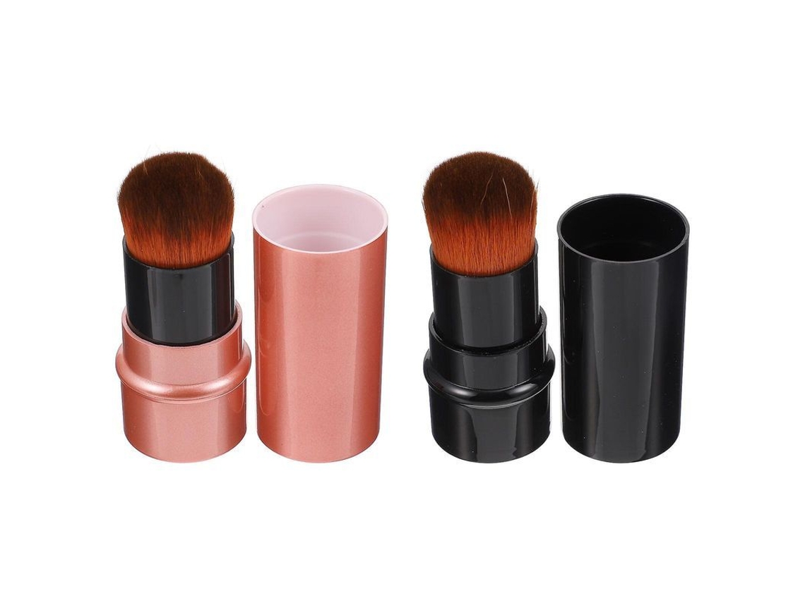 2 Brochas De Maquillaje Retráctiles Para Base Y Polvos - Diseño Ergonómico Y Cerdas Suaves