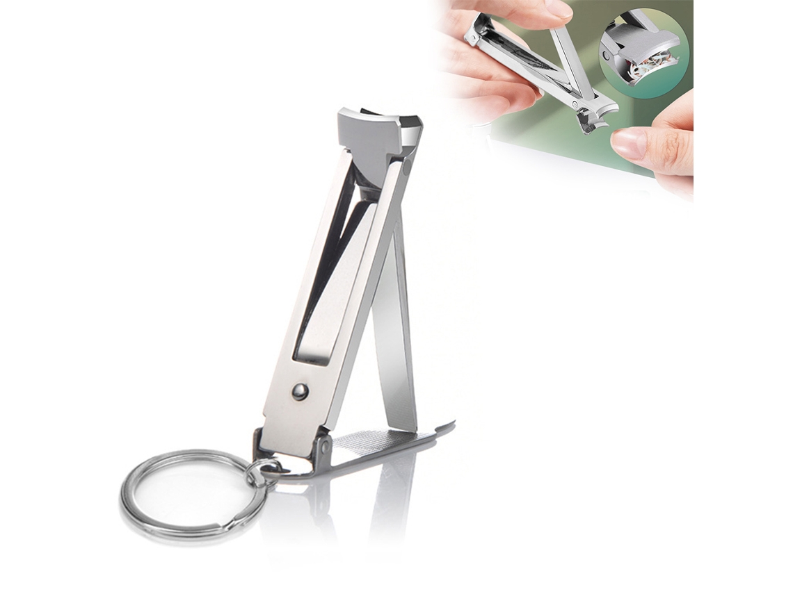 Tijeras De Uñas Ultrafinas De Acero Inoxidable Plegables Con Llavero Para Manos Y Pies Herramienta De Manicura Plateada