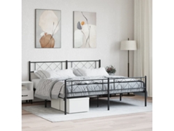 Estructura Cama Sin Colchón Con Estribo Metal Negro 180x200 Cm
