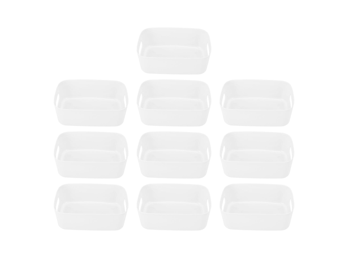 10 Mini Cestas Organizadoras De Pp Con Asas Y Bordes Redondeados Para Cocina/oficina - Blanco
