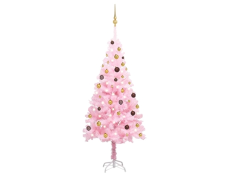 Árbol de Navidad preiluminado VIDAXL con luces y bolas rosa (180 cm)
