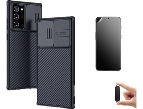 Kit Carcasa, Protector Y Soporte Samsung Note 20 Ultimatte Nillkin Camshield Negro