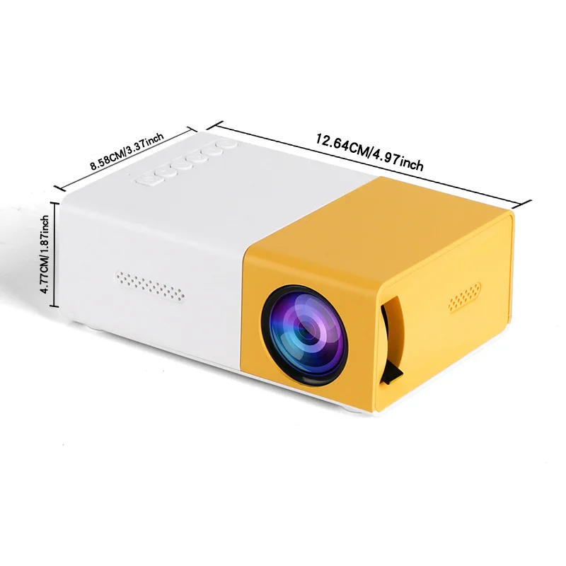 Proyector (amarillo y blanco estándar europeo), proyección de alta definición, compacto.