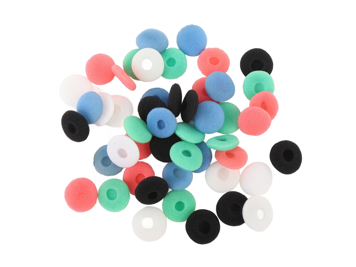 50pcs Capa De Espuma Para Fones De Ouvido 15mm Isolamento De Ruído Preto Branco Vermelho Azul Verde