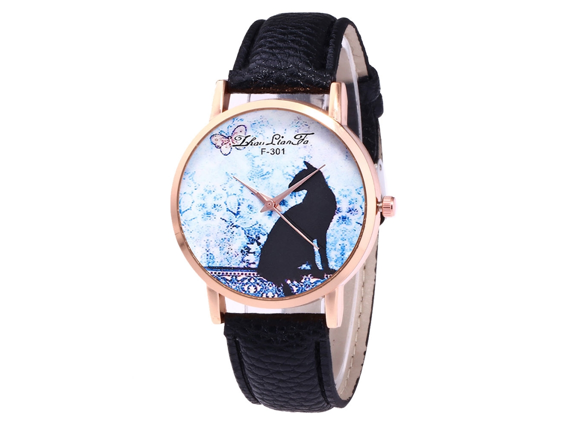 Reloj De Pulsera De Aleación Analógico De Cuarzo Con Dial Redondo Negro Pareja
