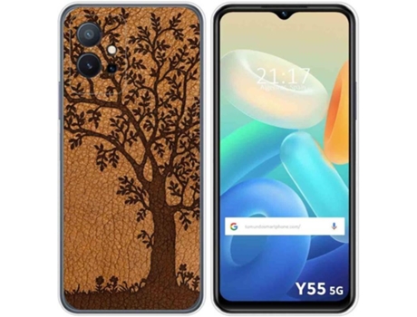 Carcasa para Vivo Y55 5G TUMUNDOSMARTPHONE Dibujos Cuero 03 Multicolor