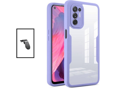 Kit Carcasa Anti-Crash 360 Protection + Soporte Magnético L Safe Driving Coche para Oppo Reno5 Z PHONECARE Morado