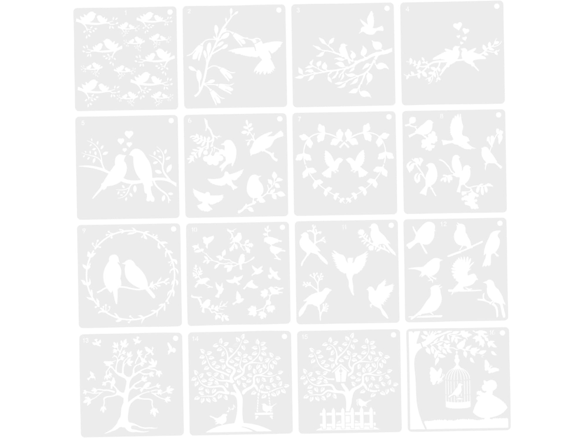 16 Piezas De Plantillas Diy Para Pintar Paredes, Papel Liso, Plantillas Seguras Y Reutilizables
