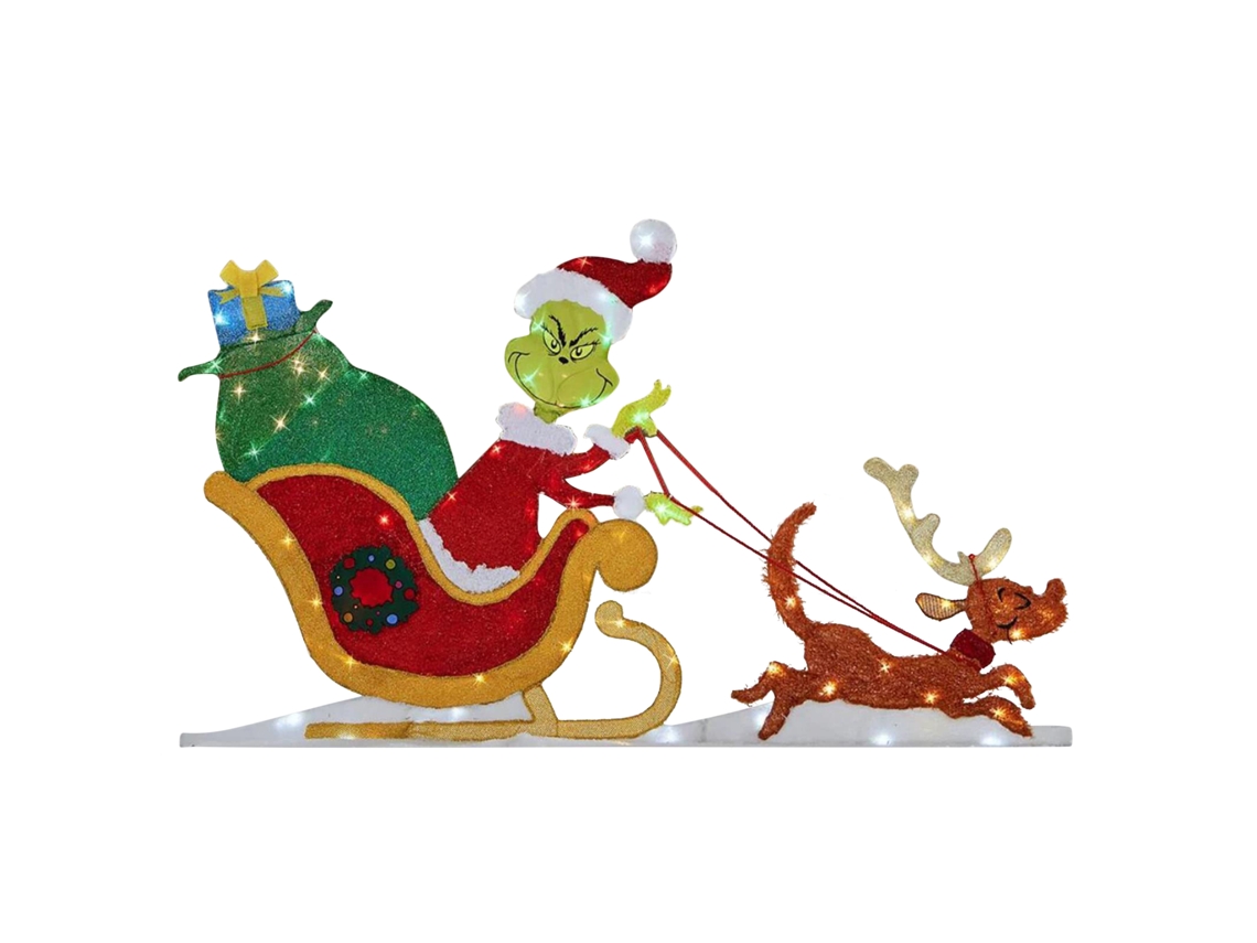Adorno navideño acrílico del Grinch con luces y batería