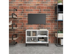 Mueble de Armario Tv con Patas en Metal 69,5X30X50 Cm Blanco