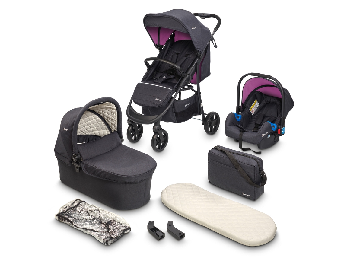 Cochecito De Bebé 3 En 1 Babygo Style Rosa