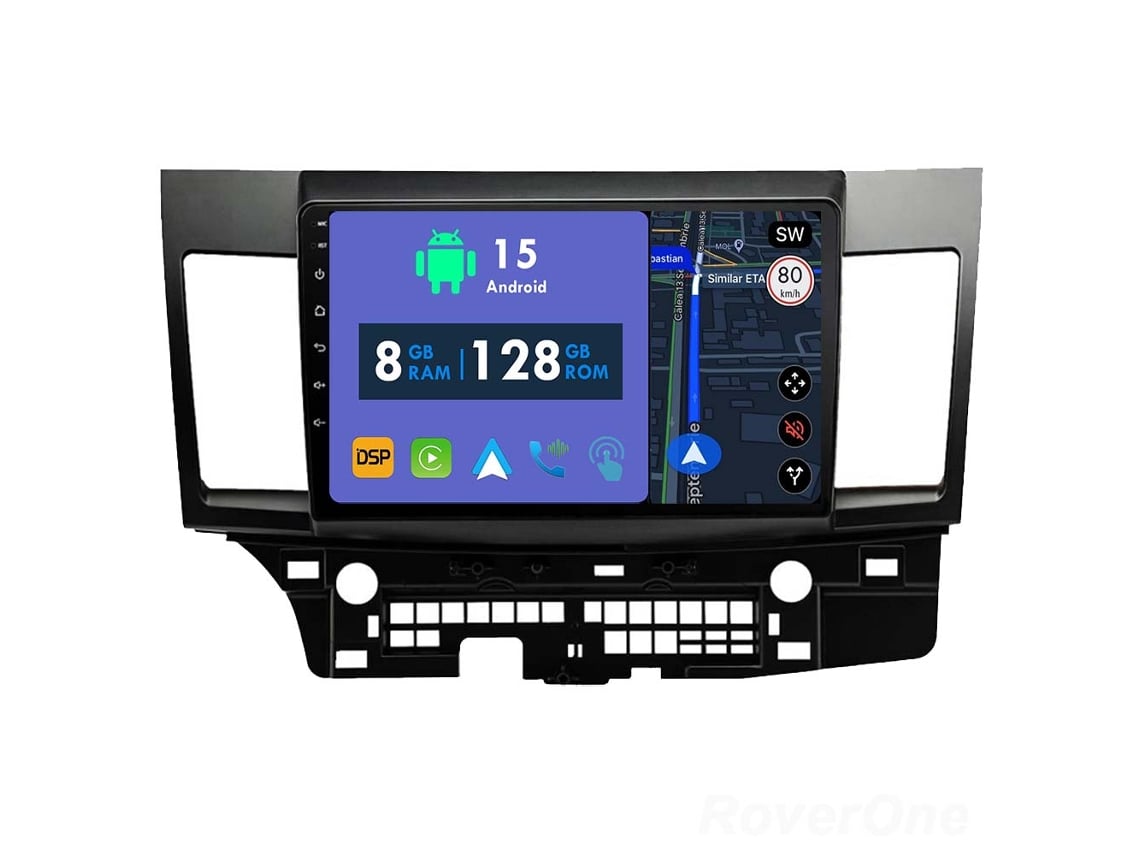 Coche Radio Android Auto Autoradio 8GB RAM 128G ROM CarPlay Navegación GPS Pantalla Táctil RoverOne para Mitsubishi Lancer 10 CY 2007 - 2012 