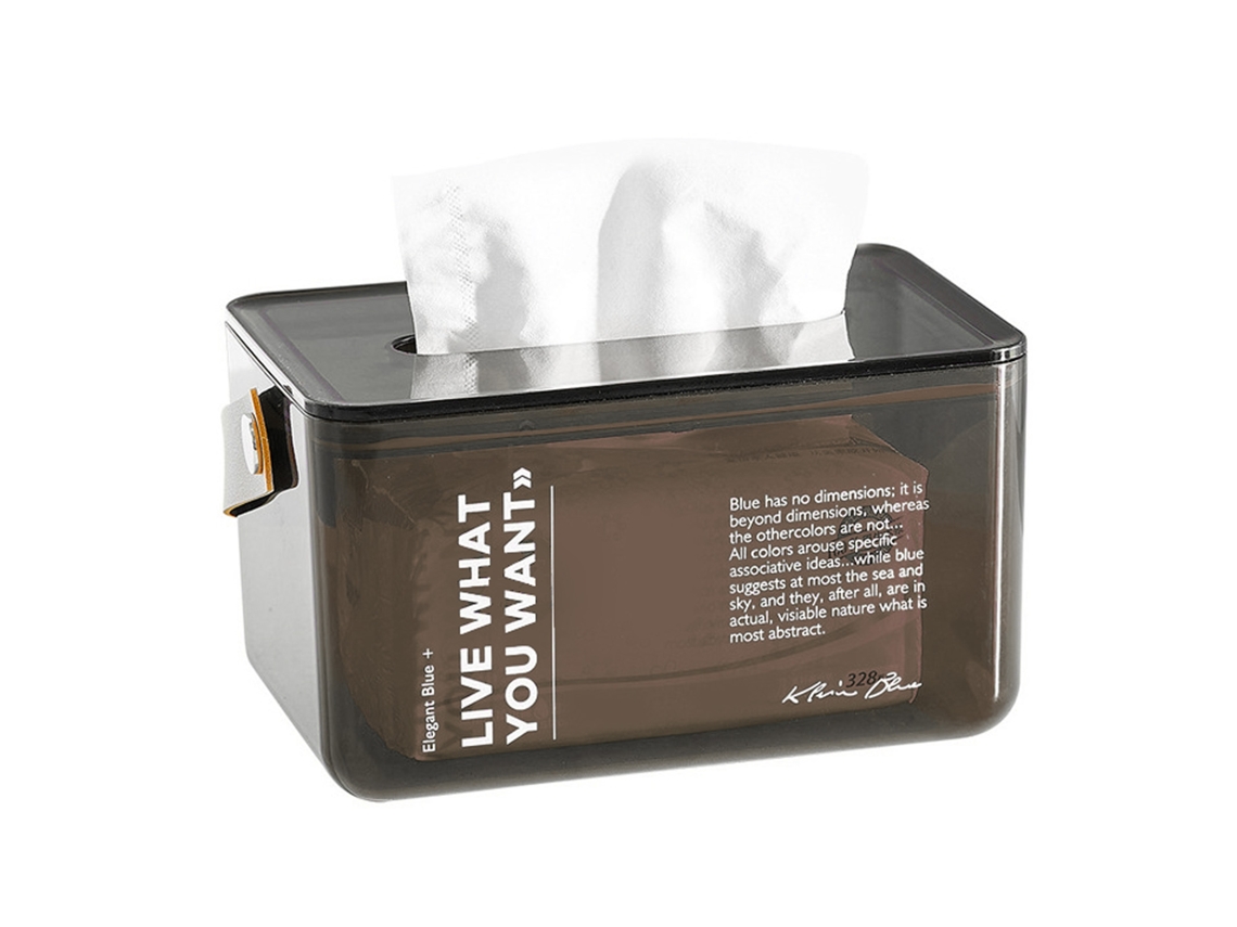 Caja Para Papel Higiénico Con Asa, Base Plana, Textura Transparente, Pet Pu, Gris, Para El Hogar/oficina.