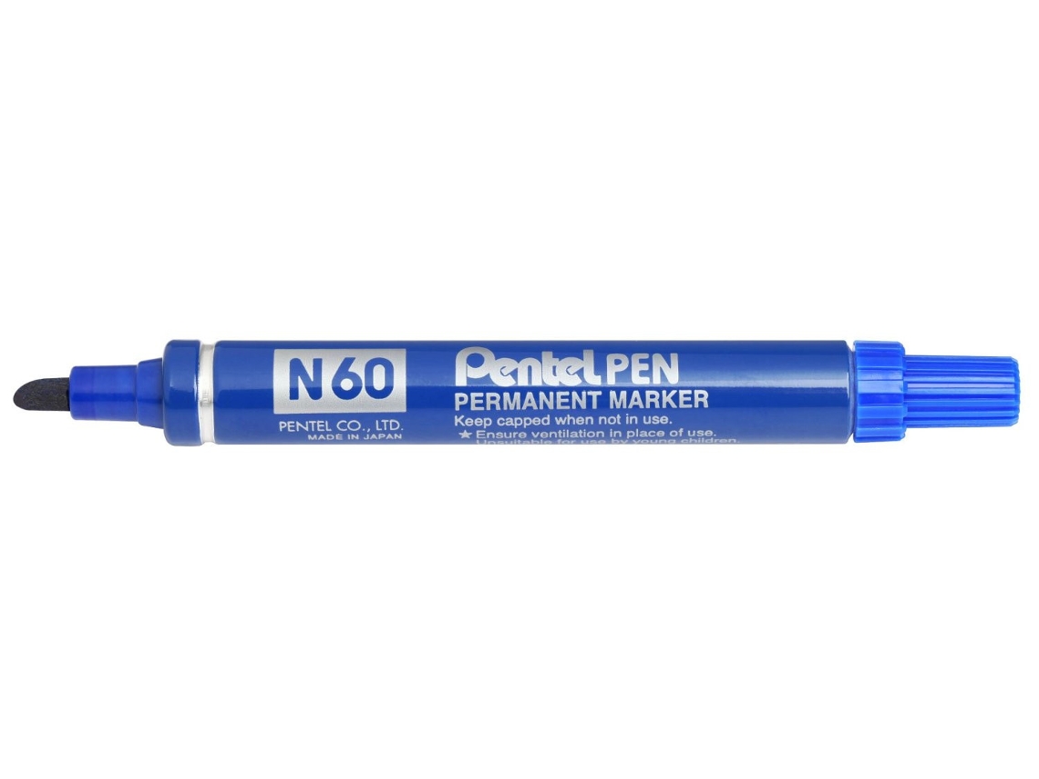 PENTEL N 60 Marcador Permanente Punta de Cincel Azul 12 Piezas