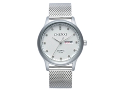 Reloj De Pulsera Para Hombre Con Correa De Acero, Doble Calendario Y Movimiento De Cuarzo Blanco.