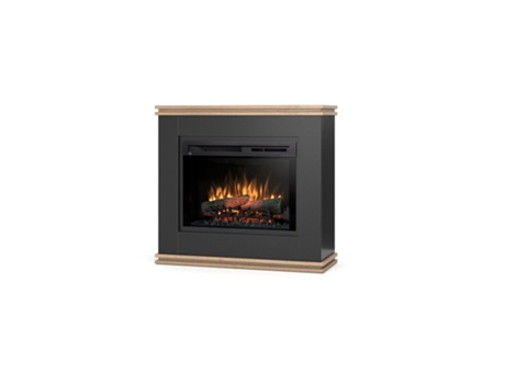 Chimenea LED eléctrica independiente VENA 26' Negro / Roble claro 97 x 89 x 35.3 OUTINFIRE
