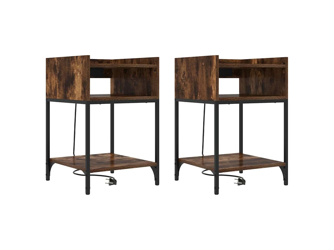Juego de 2 mesitas de noche de roble ahumado 40x40x61 cm MAISON EXCLUSIVE