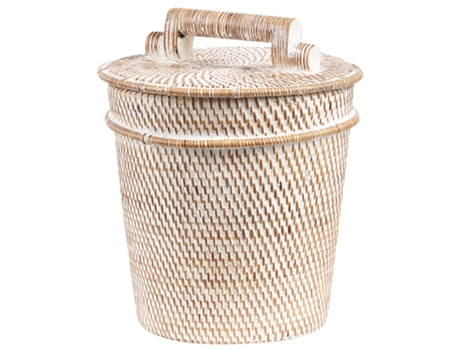 Cesta de ratán natural/blanco 21 cm BELIANI Barumun