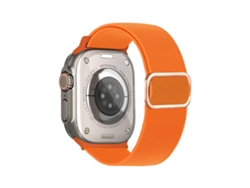 Bracelete Para Apple Watch 46/49/45/44mm - Nylon Elástico Com Fivela Em D E Listras Diagonais Laranja