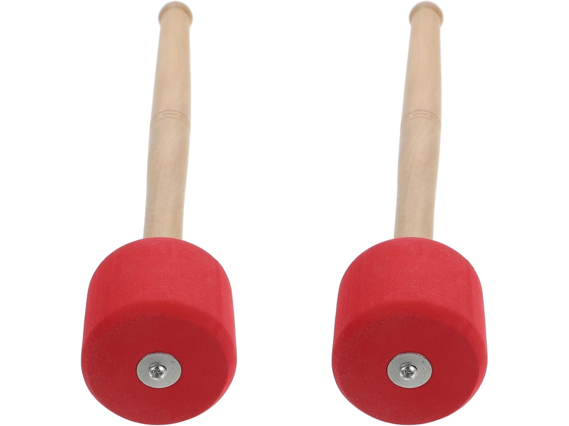 Conjunto De 2 Baquetas Vermelhas Para Bumbo Com Cabos De Madeira.