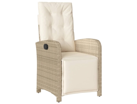 Sillón reclinable de jardín VIDAXL con reposapiés ratán PE beige