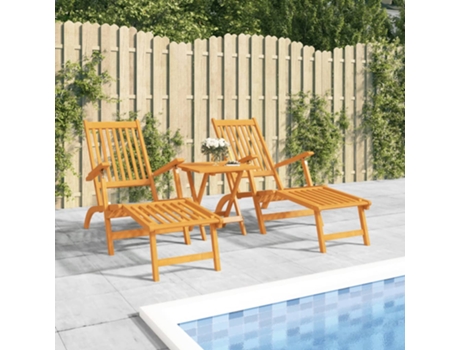 MAISON EXCLUSIVE - Sillas de jardín con reposapiés 2 uds madera maciza de acacia