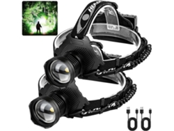 Linterna Frontal Recargable, Led Superbrillante De 3000 Lúmenes Con 5 Modos De Iluminación, Recargable Por Usb (negra)